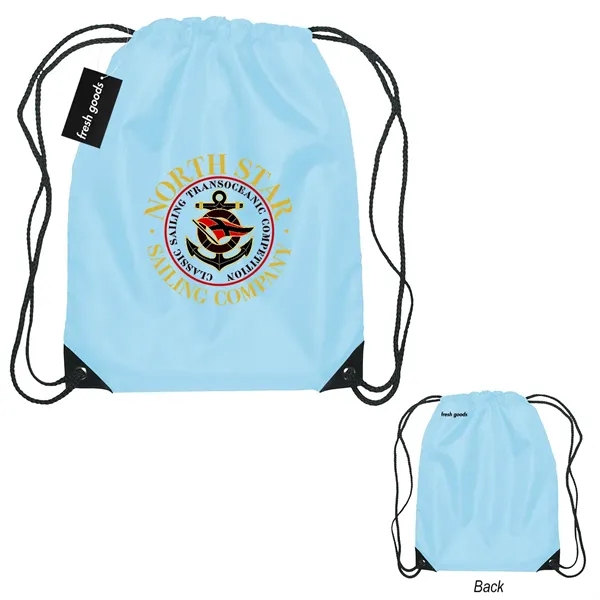 18" x 14" drawstring backpack with a Fresh Goods hang tag.... from ASI 61125 Hit Promotional Products / Hit®