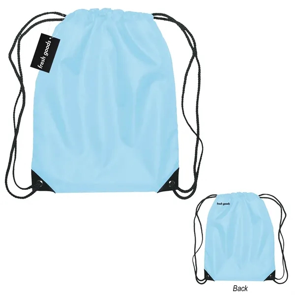 18" x 14" drawstring backpack with a Fresh Goods hang tag.... from ASI 61125 Hit Promotional Products / Hit®