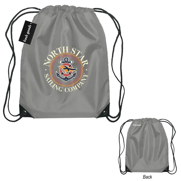 18" x 14" drawstring backpack with a Fresh Goods hang tag.... from ASI 61125 Hit Promotional Products / Hit®