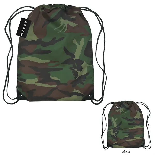 18" x 14" drawstring backpack with a Fresh Goods hang tag.... from ASI 61125 Hit Promotional Products / Hit®
