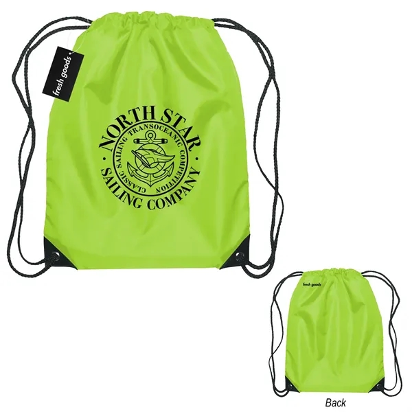18" x 14" drawstring backpack with a Fresh Goods hang tag.... from ASI 61125 Hit Promotional Products / Hit®