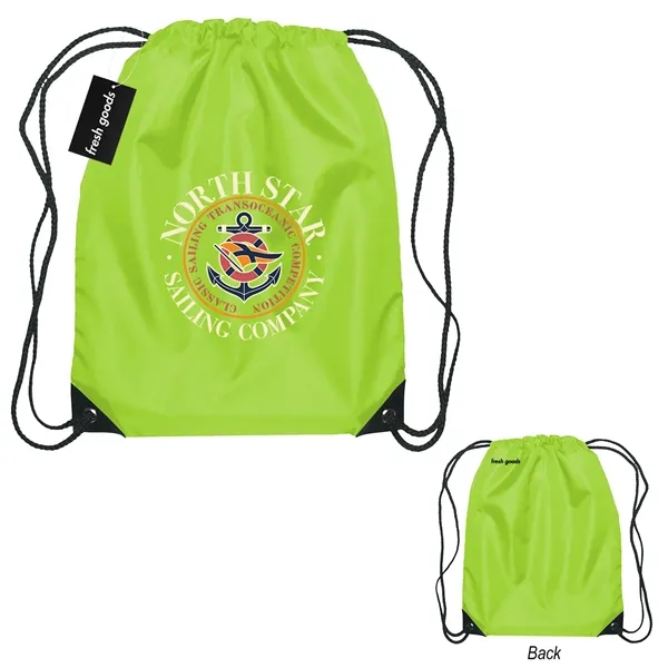 18" x 14" drawstring backpack with a Fresh Goods hang tag.... from ASI 61125 Hit Promotional Products / Hit®