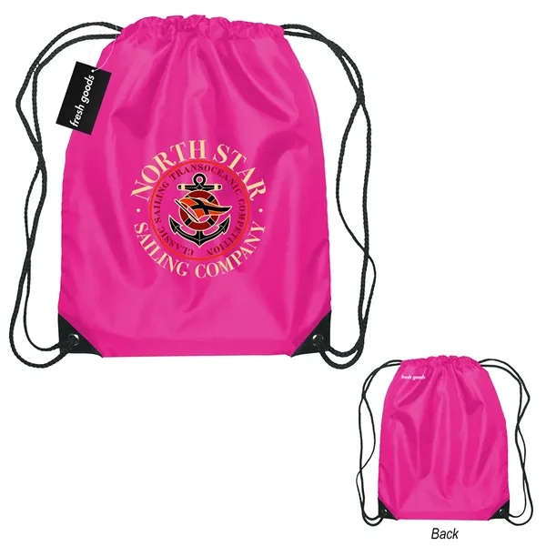 18" x 14" drawstring backpack with a Fresh Goods hang tag.... from ASI 61125 Hit Promotional Products / Hit®