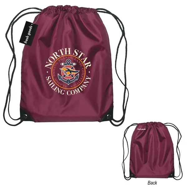 18" x 14" drawstring backpack with a Fresh Goods hang tag.... from ASI 61125 Hit Promotional Products / Hit®