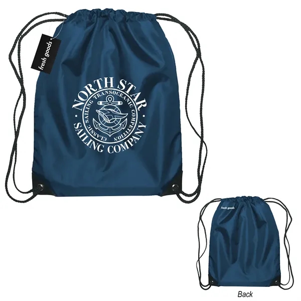 18" x 14" drawstring backpack with a Fresh Goods hang tag.... from ASI 61125 Hit Promotional Products / Hit®
