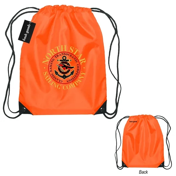 18" x 14" drawstring backpack with a Fresh Goods hang tag.... from ASI 61125 Hit Promotional Products / Hit®