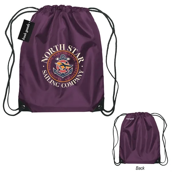 18" x 14" drawstring backpack with a Fresh Goods hang tag.... from ASI 61125 Hit Promotional Products / Hit®
