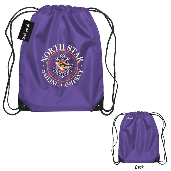 18" x 14" drawstring backpack with a Fresh Goods hang tag.... from ASI 61125 Hit Promotional Products / Hit®
