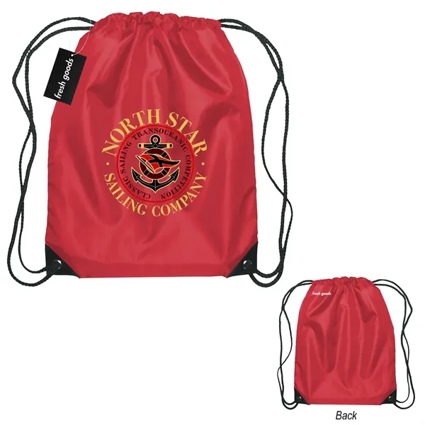 18" x 14" drawstring backpack with a Fresh Goods hang tag.... from ASI 61125 Hit Promotional Products / Hit®
