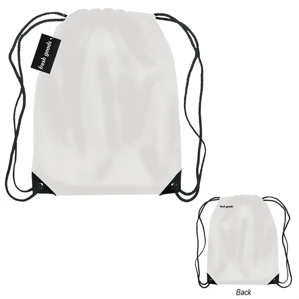 18" x 14" drawstring backpack with a Fresh Goods hang tag.... from ASI 61125 Hit Promotional Products / Hit®