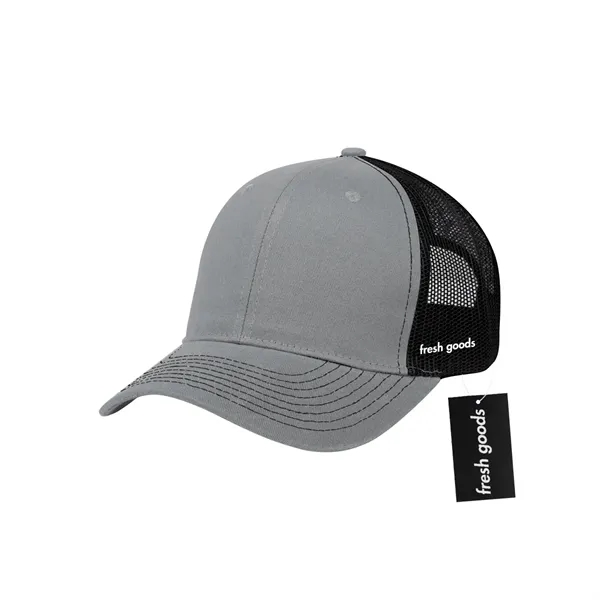 Cotton twill mesh back cap with a Fresh Goods hang tag.... from ASI 61125 Hit Promotional Products / Hit®