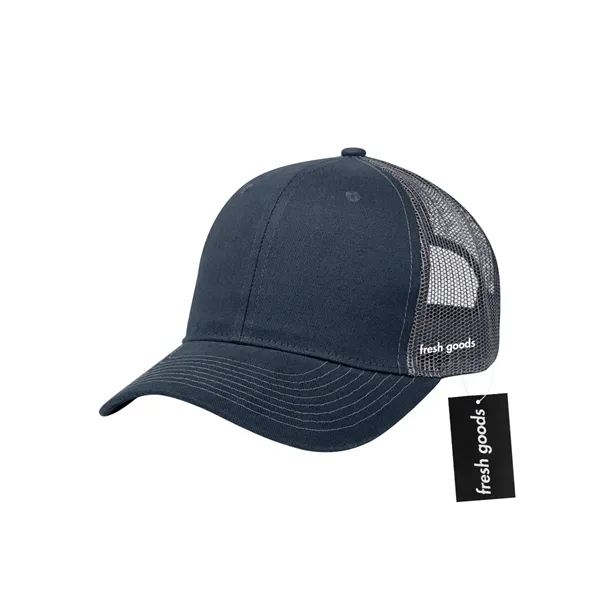 Cotton twill mesh back cap with a Fresh Goods hang tag.... from ASI 61125 Hit Promotional Products / Hit®