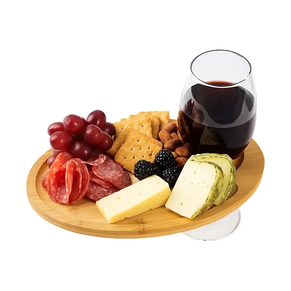 6" x 9" recessed bamboo tray with wine glass holder.... from ASI 61125 Hit Promotional Products / Hit®