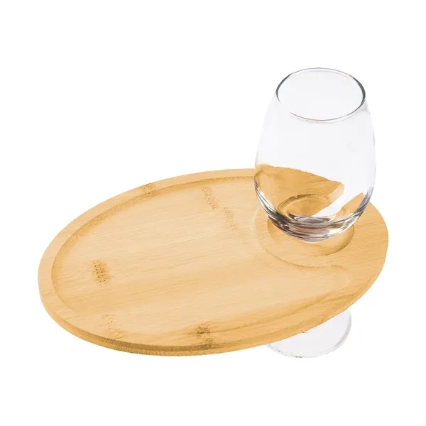6" x 9" recessed bamboo tray with wine glass holder.... from ASI 61125 Hit Promotional Products / Hit®