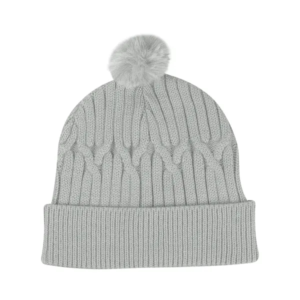 Cable knit rPET beanie with pom topper.... from ASI 61125 Hit Promotional Products / Hit®