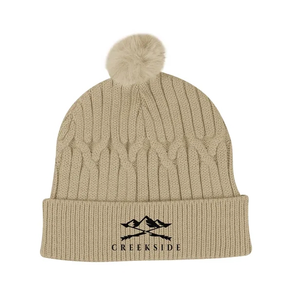 Cable knit rPET beanie with pom topper.... from ASI 61125 Hit Promotional Products / Hit®