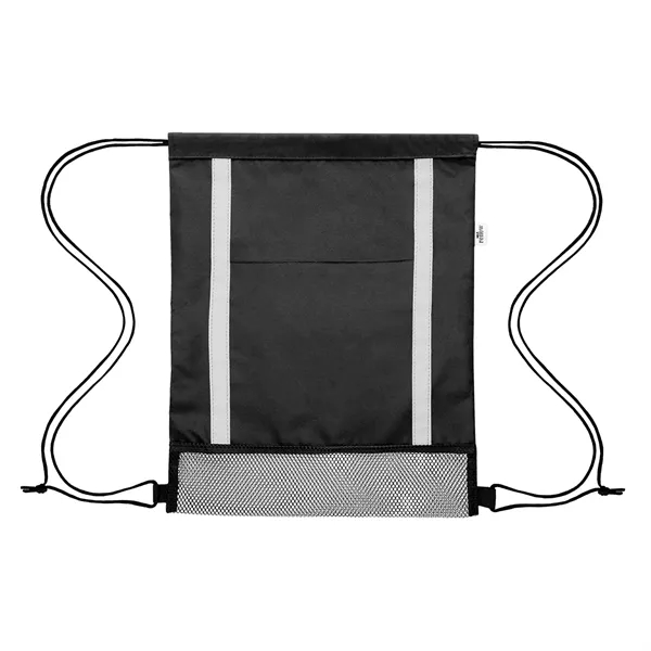 Drawstring backpack with reflective strip accents and large zippered pocket.... from ASI 61125 Hit Promotional Products / Hit®