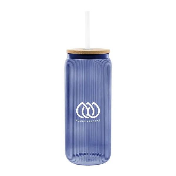 20 oz. ribbed borosilicate glass can with bamboo lid and 9"... from ASI 61125 Hit Promotional Products / Hit®