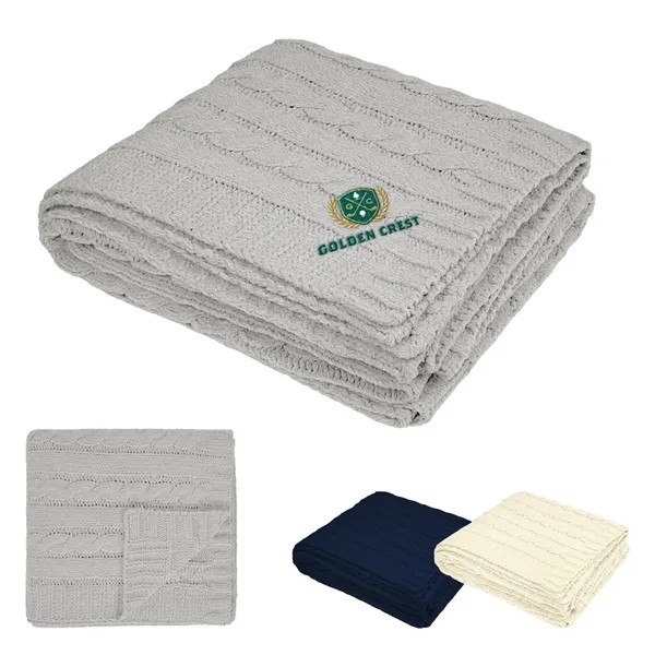 Cable Knit rPET Chenille Blanket... from ASI 61125 Hit Promotional Products / Hit®