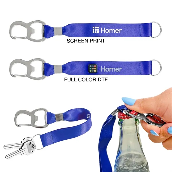 Keychain with bottle opener, clip, split ring and wrist strap.... from ASI 52710 Lincoln Line