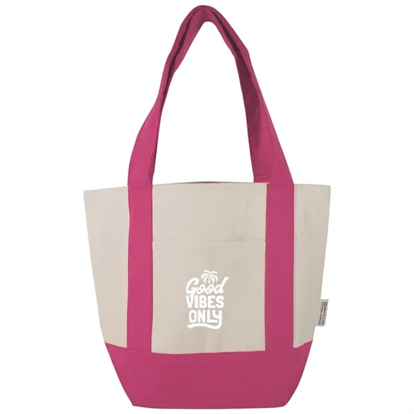 Durable mini cotton canvas tote with stash pocket and sturdy handles... from ASI 67557 LimeLight Ent