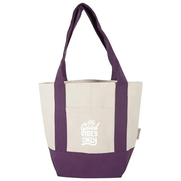 Durable mini cotton canvas tote with stash pocket and sturdy handles... from ASI 67557 LimeLight Ent