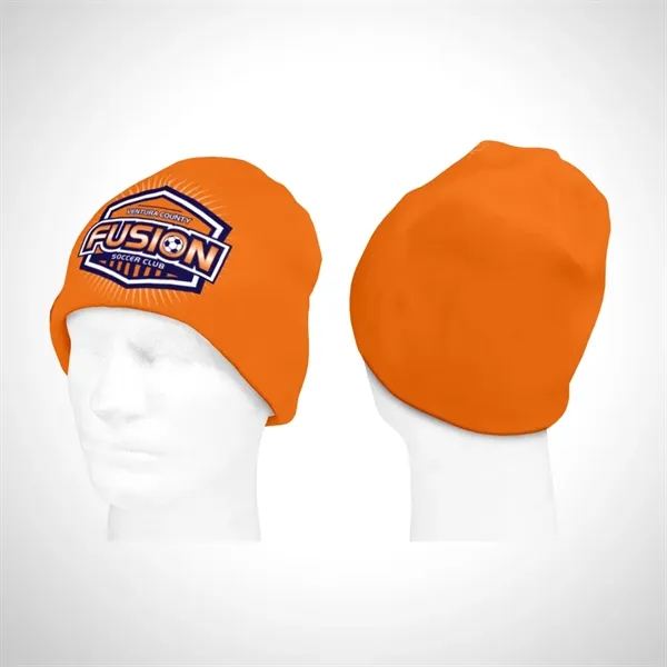 Full custom sublimated fleece beanie, made from 100% polyester half or... from ASI 93987 Martini-Vispak Inc.