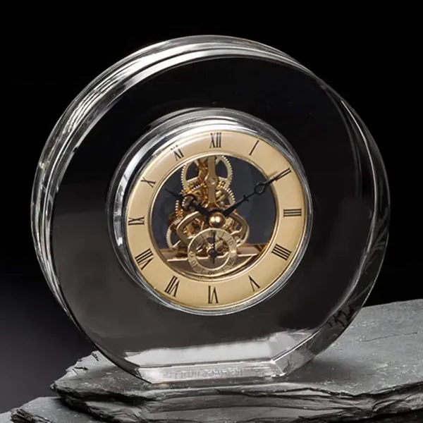 The clean modern lines of the optical crystal New York mantle... from ASI 84592 St Regis Group / R S Owens & Co Inc