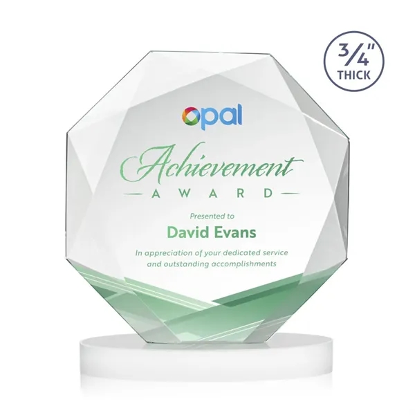 The Spectacular Multifaceted 0.75" Thick Bradford Starfire Octagonal Award with full-color... from ASI 84592 St Regis Group / St Regis