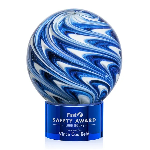 The mesmerizing Naples Art Glass Award features blue and white swirls... from ASI 84592 St Regis Group / St Regis