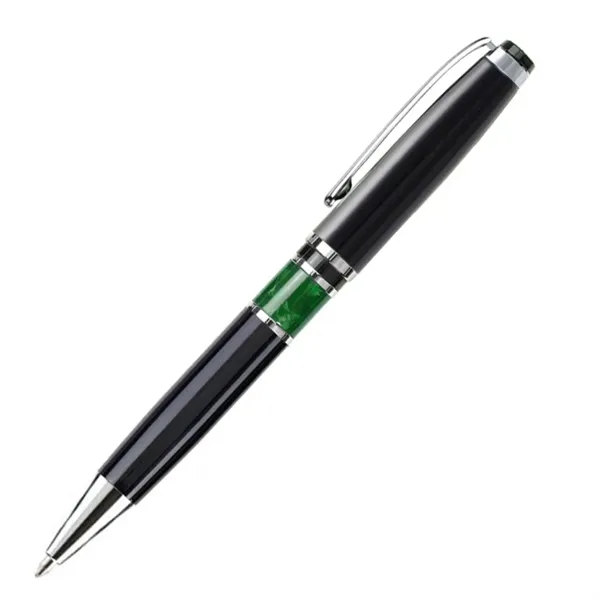 Metal twist-action ballpoint pen with chrome trim and marble accent... from ASI 84592 St Regis Group