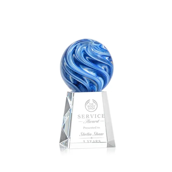 The mesmerizing Naples Art Glass Award features blue and white swirls... from ASI 84592 St Regis Group / St Regis
