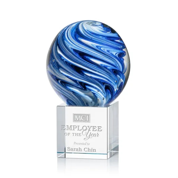 The mesmerizing Naples Art Glass Award features blue and white swirls... from ASI 84592 St Regis Group / St Regis