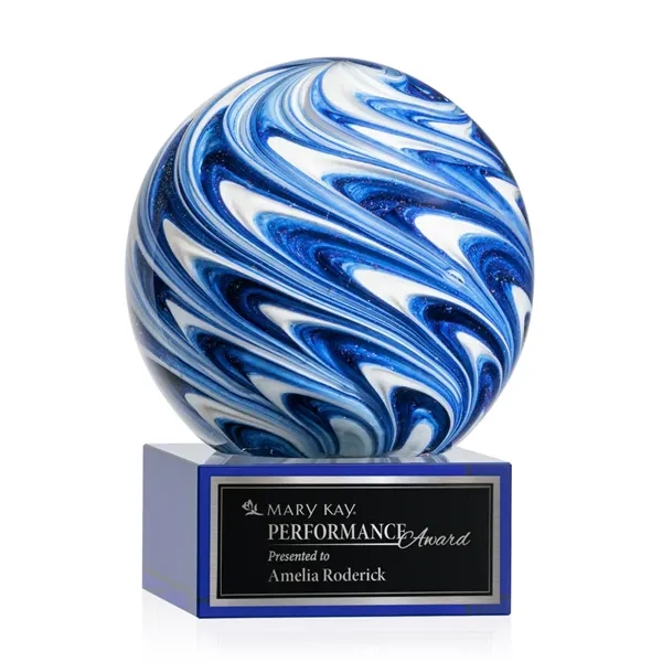 The mesmerizing Naples Art Glass Award features blue and white swirls... from ASI 84592 St Regis Group / St Regis