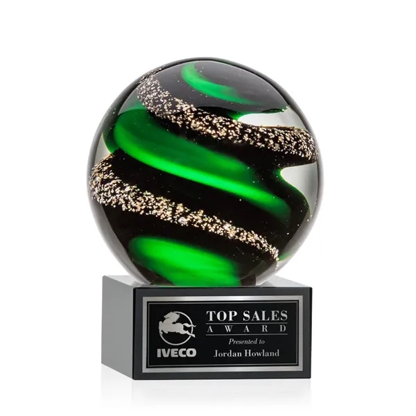 Magnificent Striking Zodiac Art Glass Award features twisting ribbons of emerald... from ASI 84592 St Regis Group / St Regis