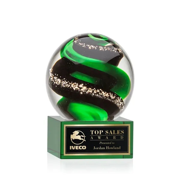 Magnificent Striking Zodiac Art Glass Award features twisting ribbons of emerald... from ASI 84592 St Regis Group / St Regis
