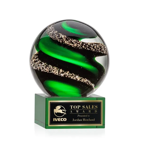 Magnificent Striking Zodiac Art Glass Award features twisting ribbons of emerald... from ASI 84592 St Regis Group / St Regis
