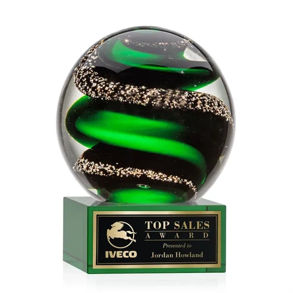 Magnificent Striking Zodiac Art Glass Award features twisting ribbons of emerald... from ASI 84592 St Regis Group / St Regis