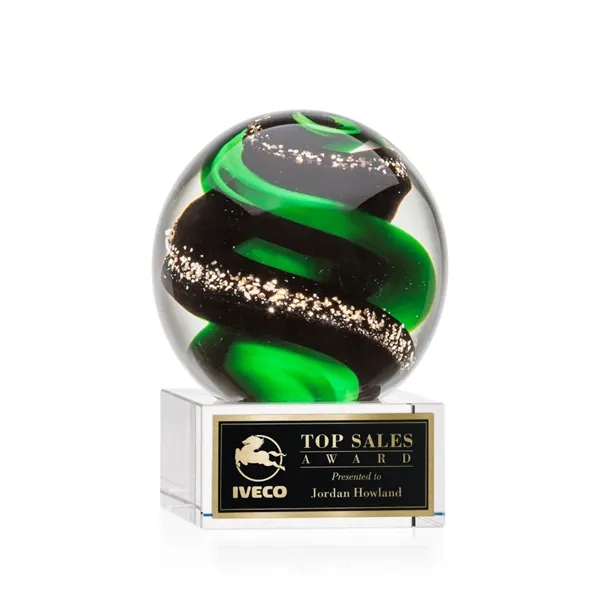Magnificent Striking Zodiac Art Glass Award features twisting ribbons of emerald... from ASI 84592 St Regis Group / St Regis