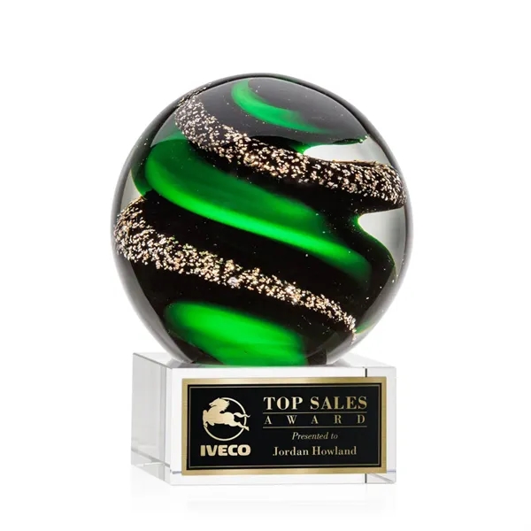 Magnificent Striking Zodiac Art Glass Award features twisting ribbons of emerald... from ASI 84592 St Regis Group / St Regis