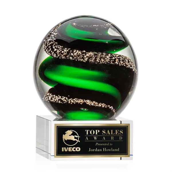 Magnificent Striking Zodiac Art Glass Award features twisting ribbons of emerald... from ASI 84592 St Regis Group / St Regis