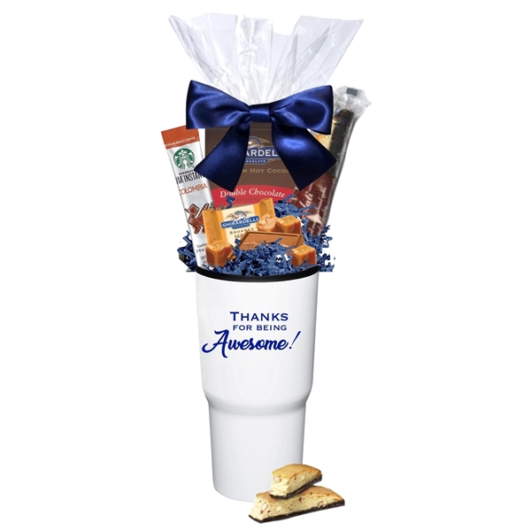 Tumbler filled Ghirardelli Cocoa,Starbucks VIA, Chocolate and Cookie... from ASI 89971 Stuff A Mug