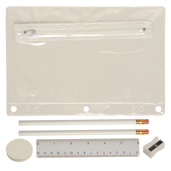 Translucent back to school kit pouch with pencils, eraser, plastic ruler,... from ASI 52840 Evans Manufacturing