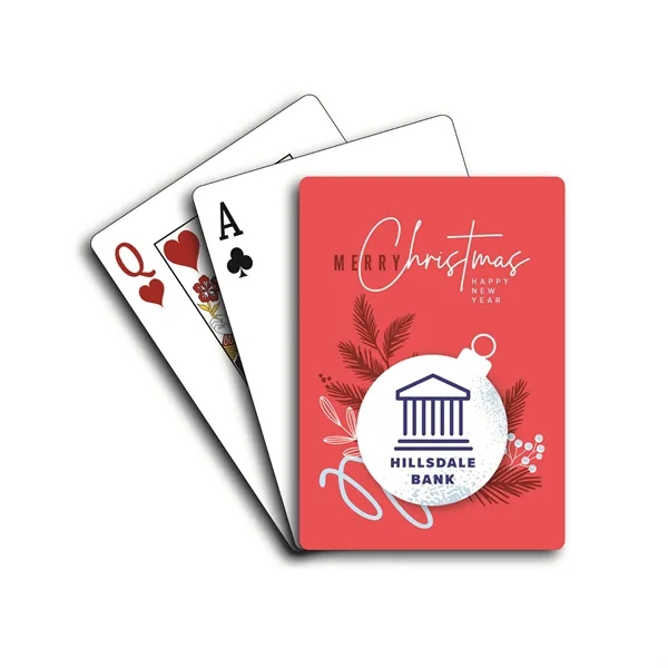 Celebrate the holiday season with this festive holiday bulb design poker... from ASI 56080 Playing Cards On Demand