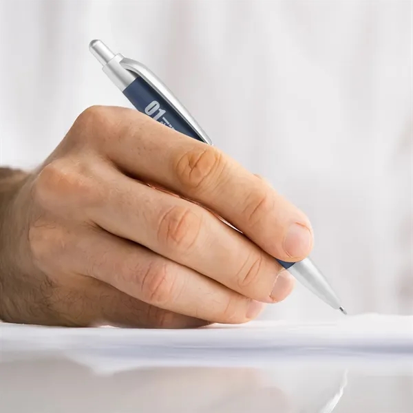 Click-action plastic ballpoint pen with a matte smooth barrel.... from ASI 39552 BEL Promo