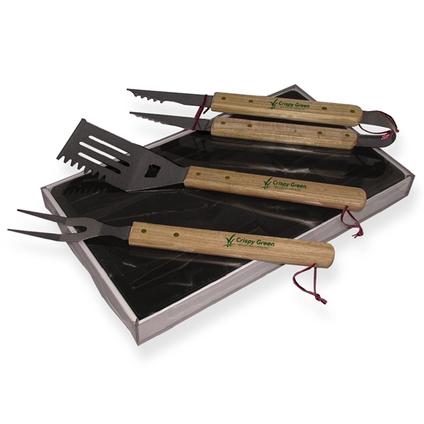 Three-piece BBQ set with wood handles that includes a turner, fork... from ASI 38120 Ball Pro / Diversified Quality Kitchenware