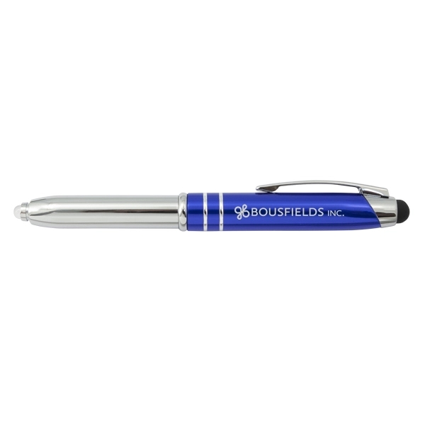 Plastic pen and stylus with aluminum cap and LED lamp.... from ASI 42920 Busrel Inc