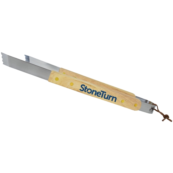 13 1/2" BBQ tongs with a wooden handle, heavy-duty construction and... from ASI 38120 Ball Pro / Diversified Quality Kitchenware