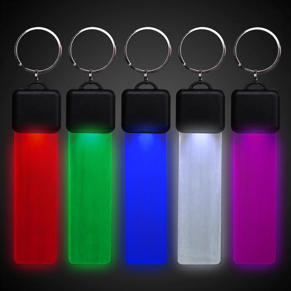Promotional keychain with laser engraved graphics, bright LED lights and replaceable... from ASI 42016 Brighter Promotions Inc