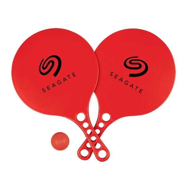 Beach paddle ball set with two 13" x 7 3/4" paddles... from ASI 98360 WOWLine / WOWLine®